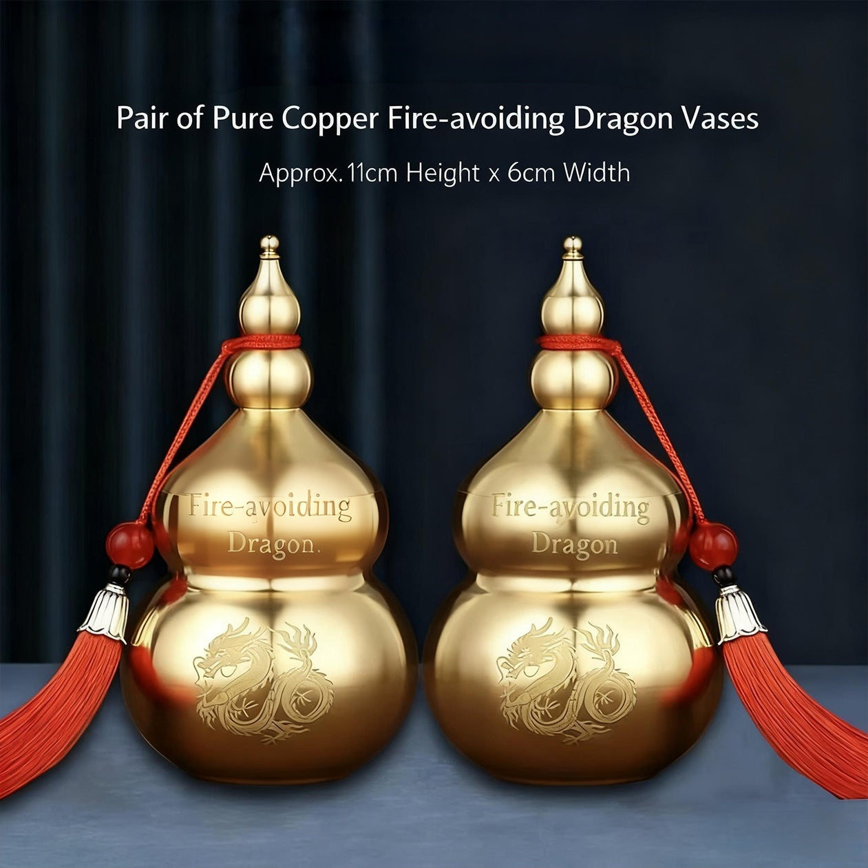 Brass Gourd "Fire Protection" Decorative Jar – Creative Retro Feng Shui Kitchen Ornament for Wealth Area (Avoids "Fire Burns Heaven" Concept)