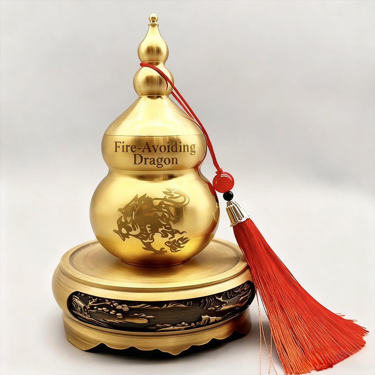Brass Gourd "Fire Protection" Decorative Jar – Creative Retro Feng Shui Kitchen Ornament for Wealth Area (Avoids "Fire Burns Heaven" Concept)